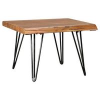 Couchtisch Mahilo Sheeshamfarbe massiv - Sheeshamfarben/Schwarz, Design, Holz/Metall (56/51/38cm) - MID.YOU