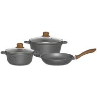 Kochtopfset Woody in Grau/Braun - Klar/Braun, Glas/Kunststoff - Modern Living