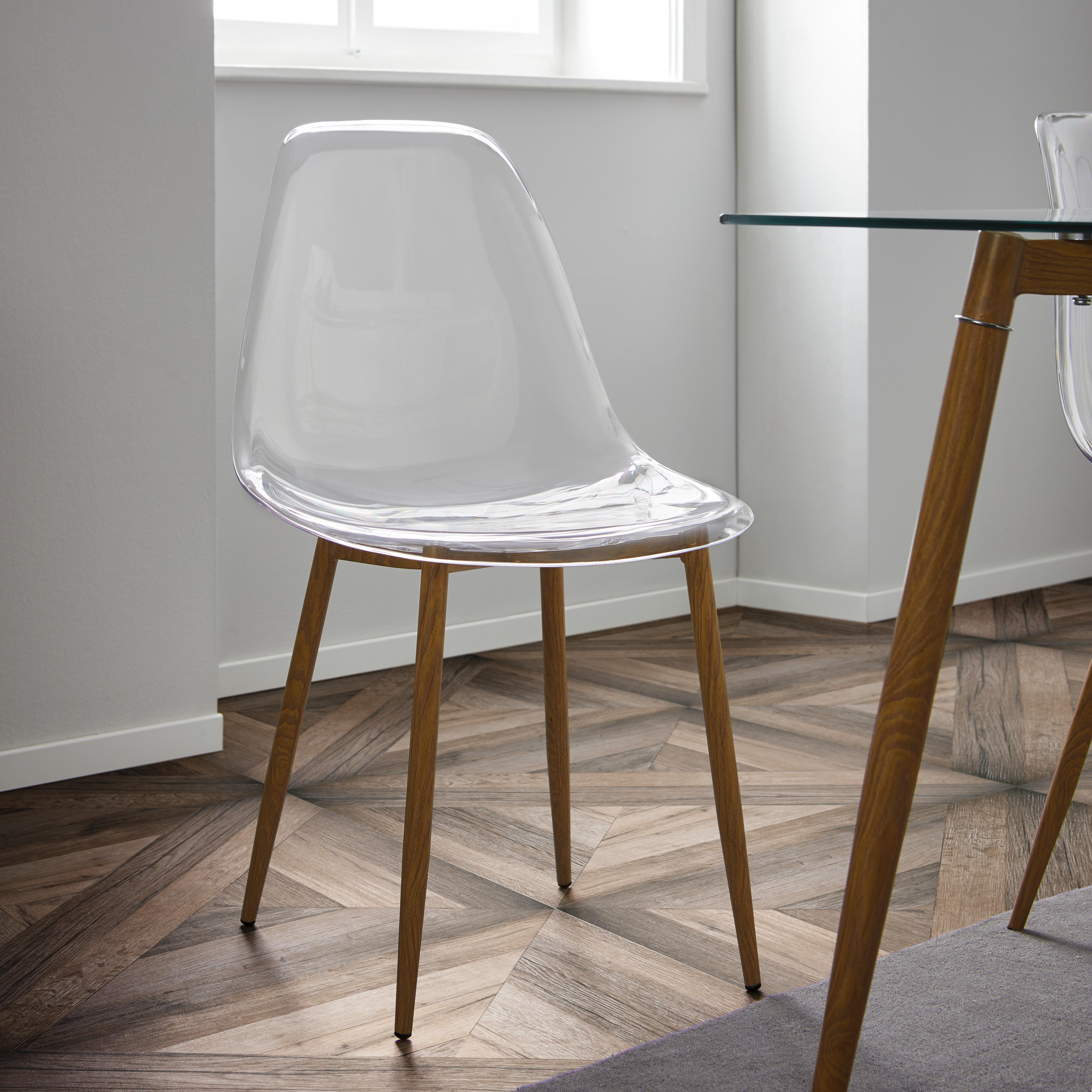 STUHL in Transparent 'Vinnie' - Transparent/Braun, MODERN, Kunststoff/Metall (47/83,5/52cm) - Bessagi Home