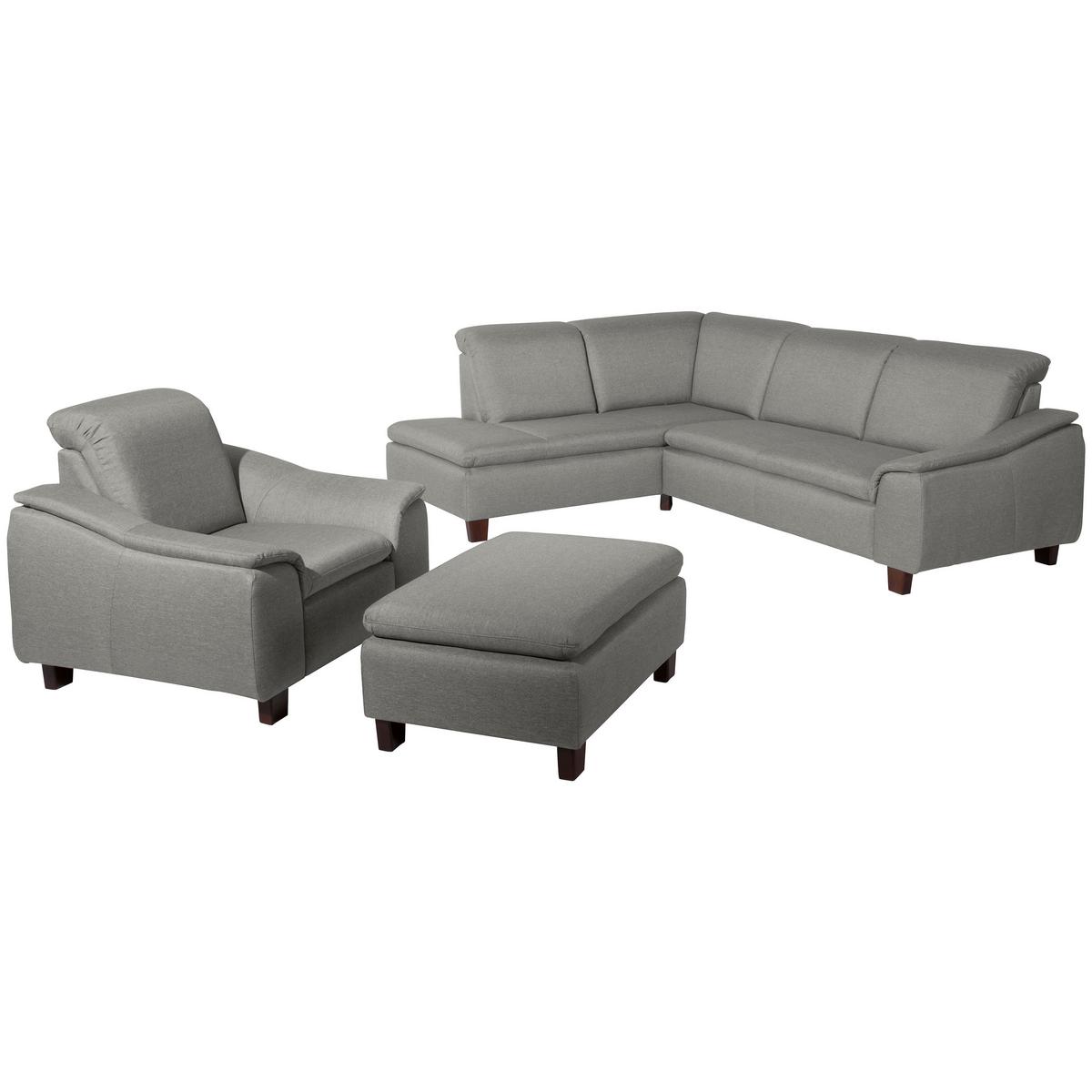 ECKSOFA AARON - Nussbaumfarben/Hellgrau, Design, Holz/Textil (187/247cm) - Max Winzer
