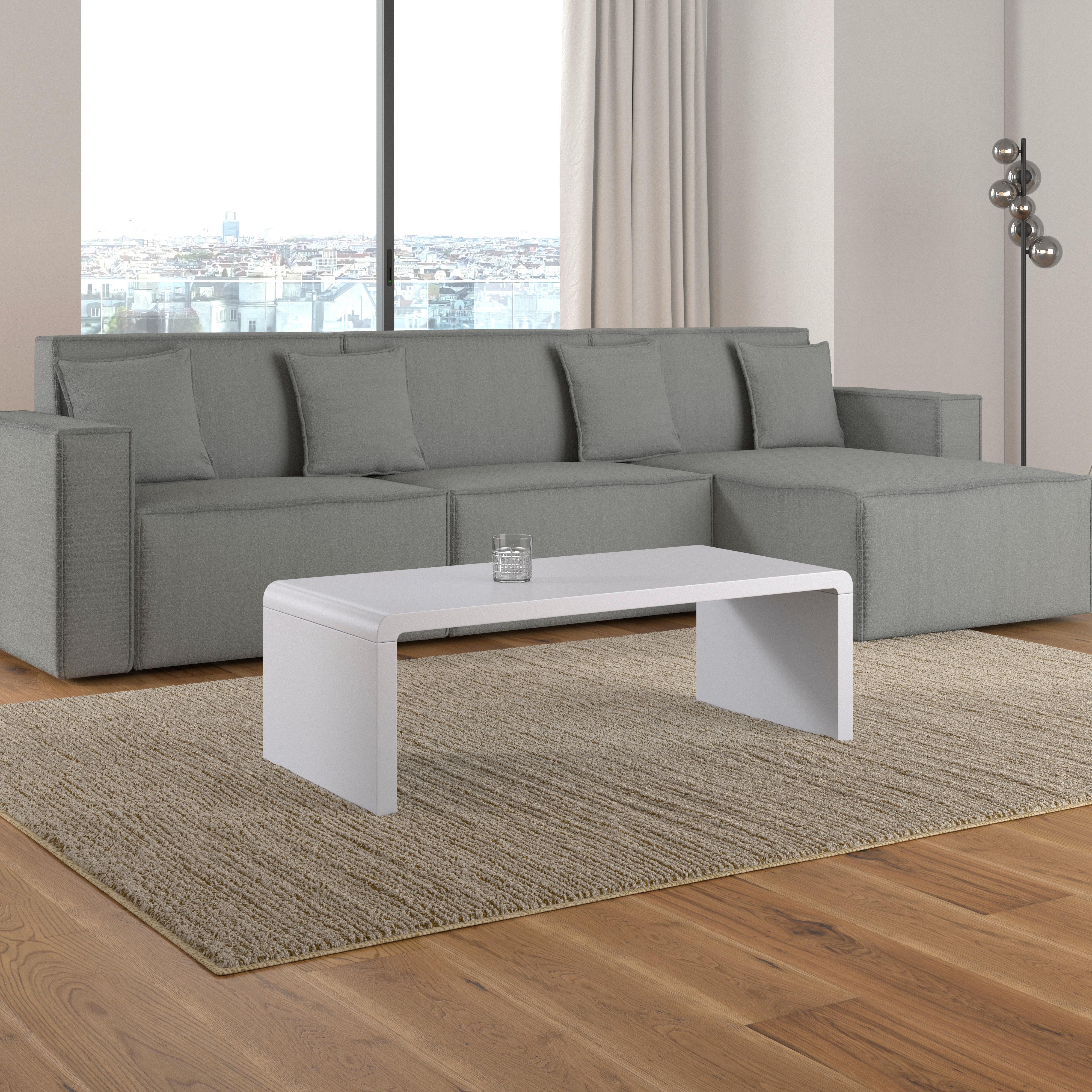 Couchtisch Linea Weiß MDF 110/38/50 CM - Creme/Weiß, MODERN, Holzwerkstoff (110/38/50cm)