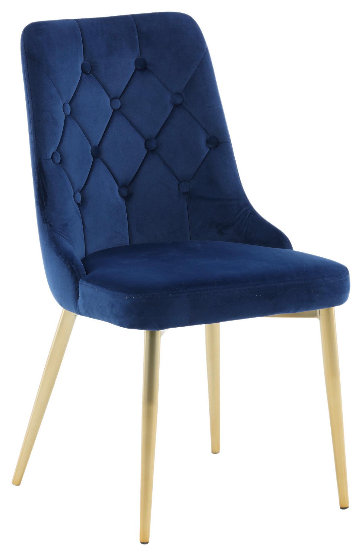 STUHL-SET VELVET DELUXE - Blau/Goldfarben, Design, Kunststoff/Textil (50/88.5/66cm) - Livetastic