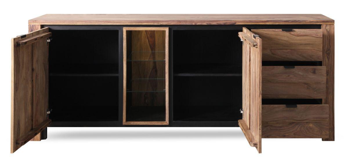 KOMODA BANDUNG - kolor naturalny/czarny, Modern, metal/drewno (200/85/40cm) - Livetastic