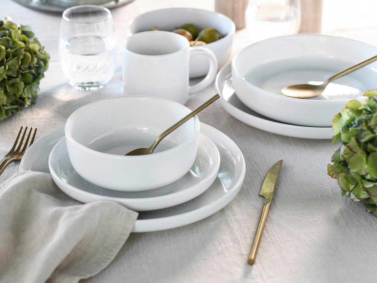 Serviciu de masă Nordic Fjord 16/1 - alb/gri-alb, Basics, ceramică - Creatable