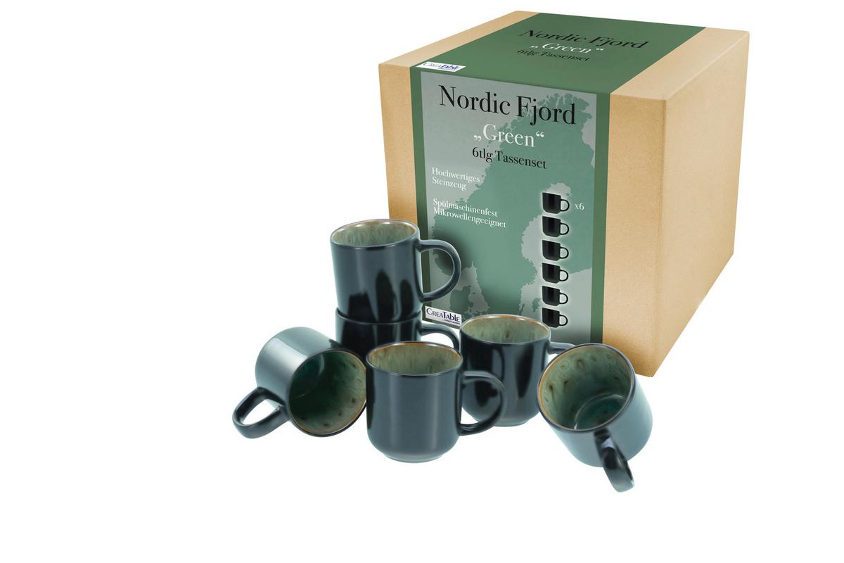 Set Skodelic Nordic Fjord Green, 6-Delni - zelena, Trend, keramika (350ml) - Creatable