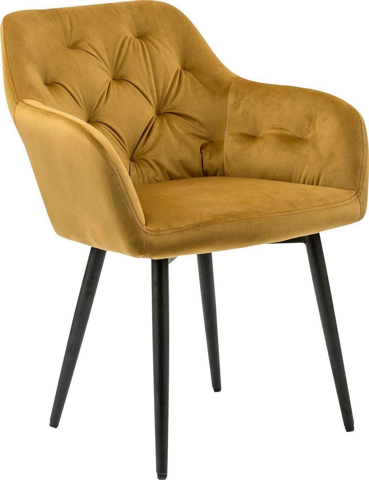 Naslanjač Samt, Rumena - rumena/črna, Moderno, kovina/tekstil (61/85/45cm) - Livetastic