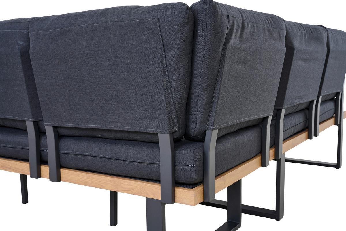 Loungegarnitur Bari Anthrazit/Teakfarben - Anthrazit/Teakfarben, Basics, Textil/Metall (73,5/78,5/155cm) - Siena Garden