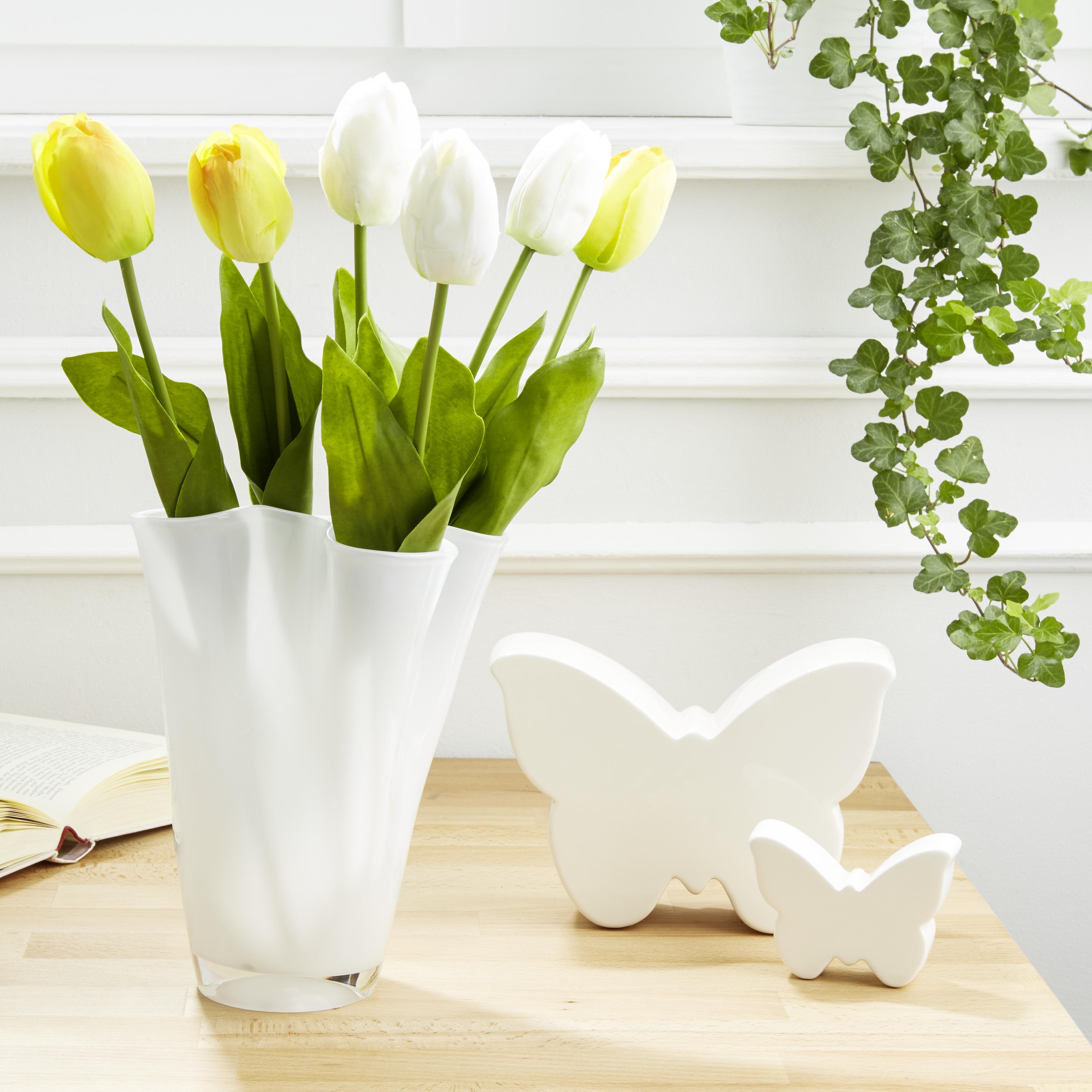 Vase Anika aus Glas in Weiß - Weiß, MODERN, Glas (18/25cm) - Mömax