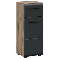 MIDISCHRANK ICE - Eiche dunkel/Schwarz, Basics, Holzwerkstoff/Kunststoff (30/80/30cm) - MID.YOU