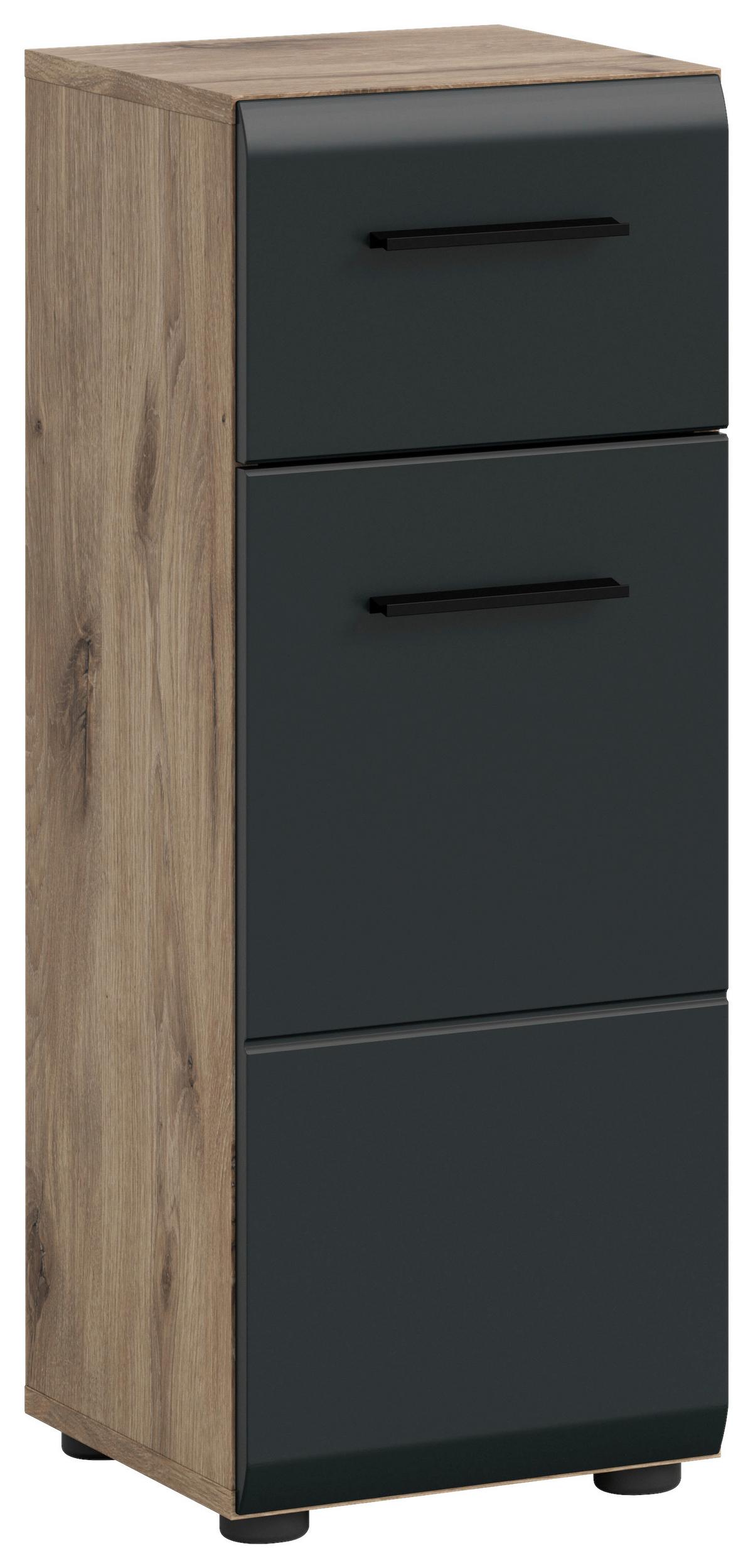 MIDISCHRANK ICE - Eiche dunkel/Schwarz, Basics, Holzwerkstoff/Kunststoff (30/80/30cm) - MID.YOU