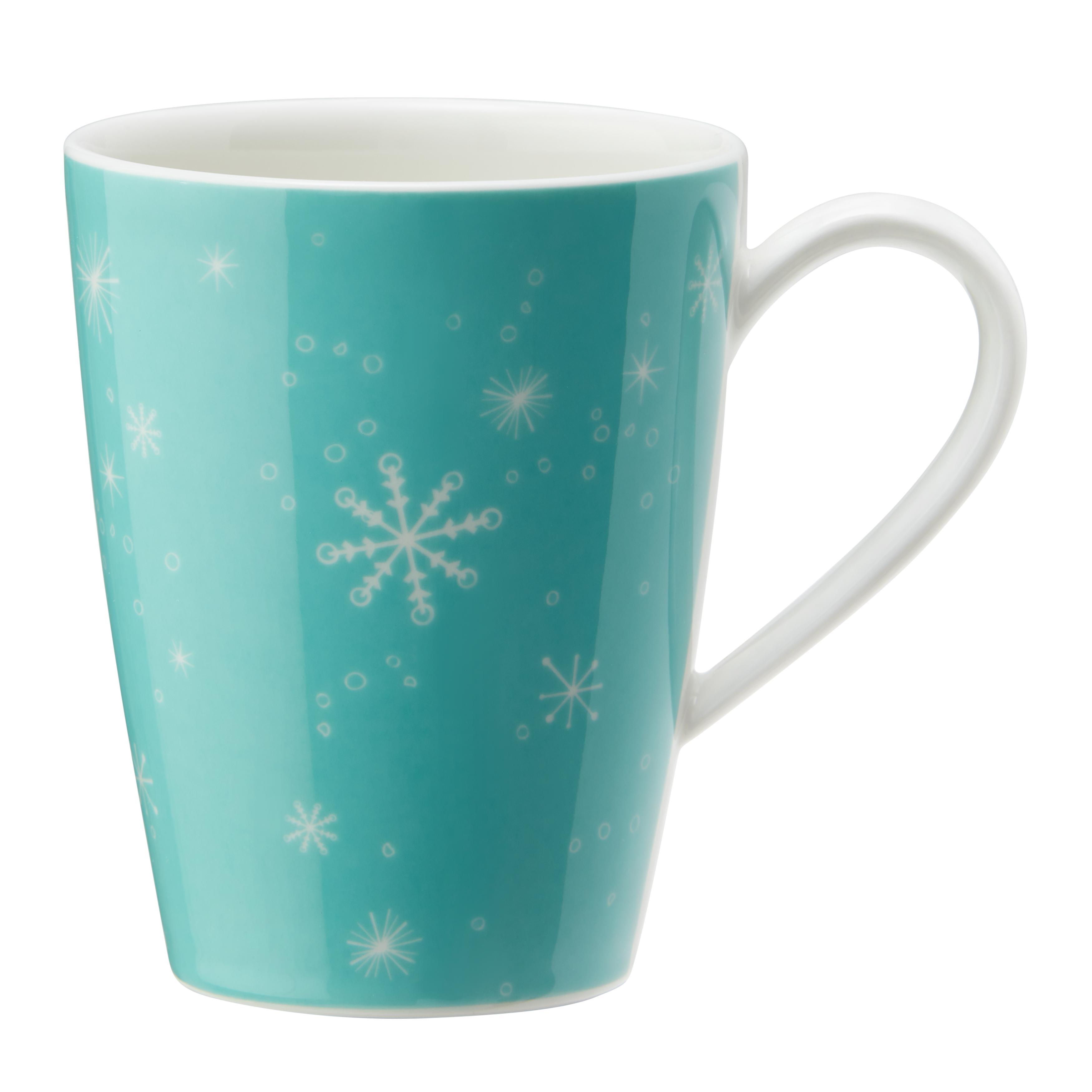 Kaffeebecher aus Porzellan 30 ml ''X-Mas'' - Türkis/Weiß, KONVENTIONELL, Keramik - Vivo