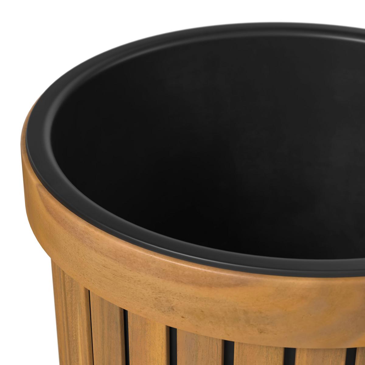 Hochbeet Marlo Echtholz massiv Ø 48 cm - Schwarz/Akaziefarben, MODERN, Holz/Kunststoff (48/44/48cm) - Bessagi Garden