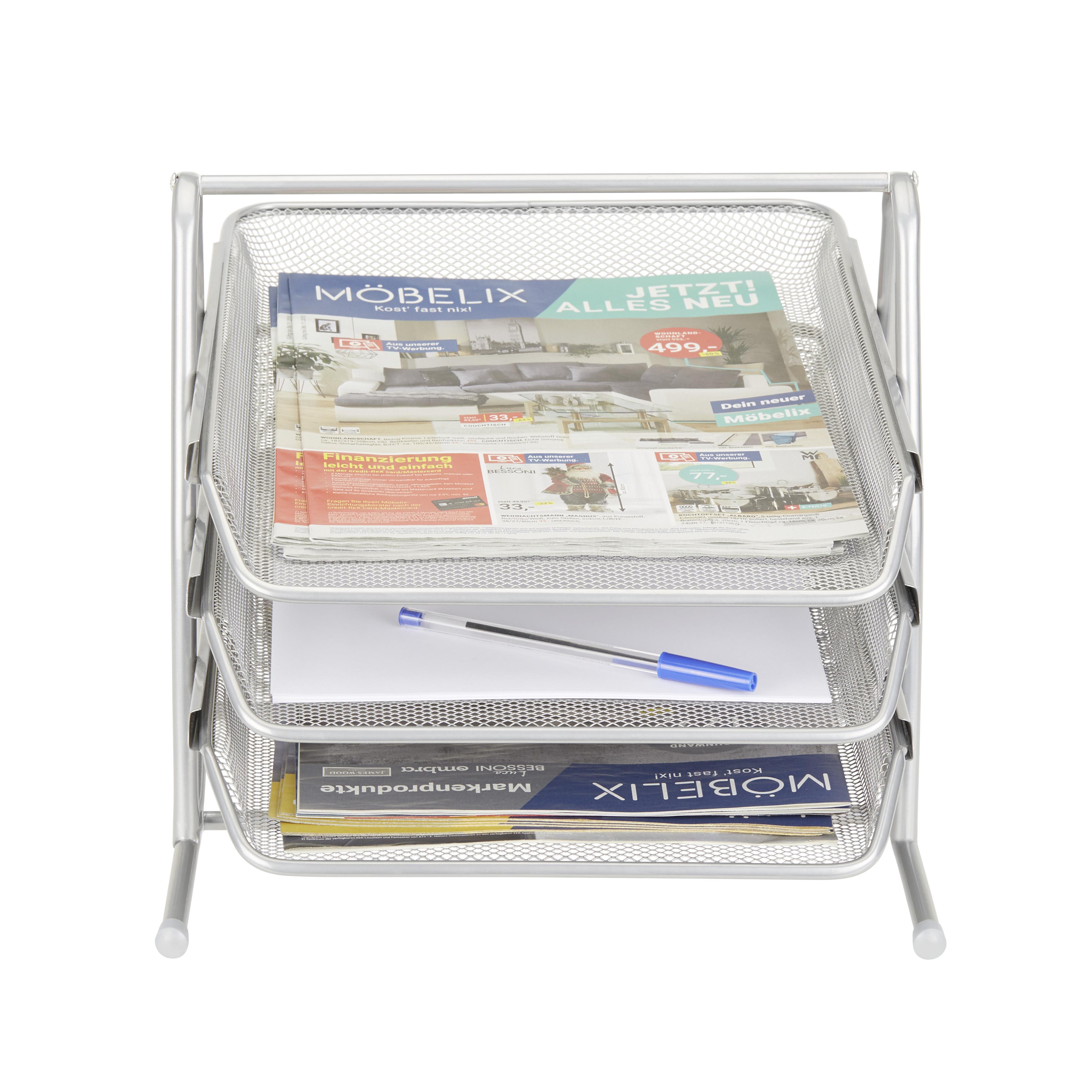 BRIEFABLAGE MESH 683001 -SB- - Silberfarben, Metall (35/27,5/29,5cm) - Mömax