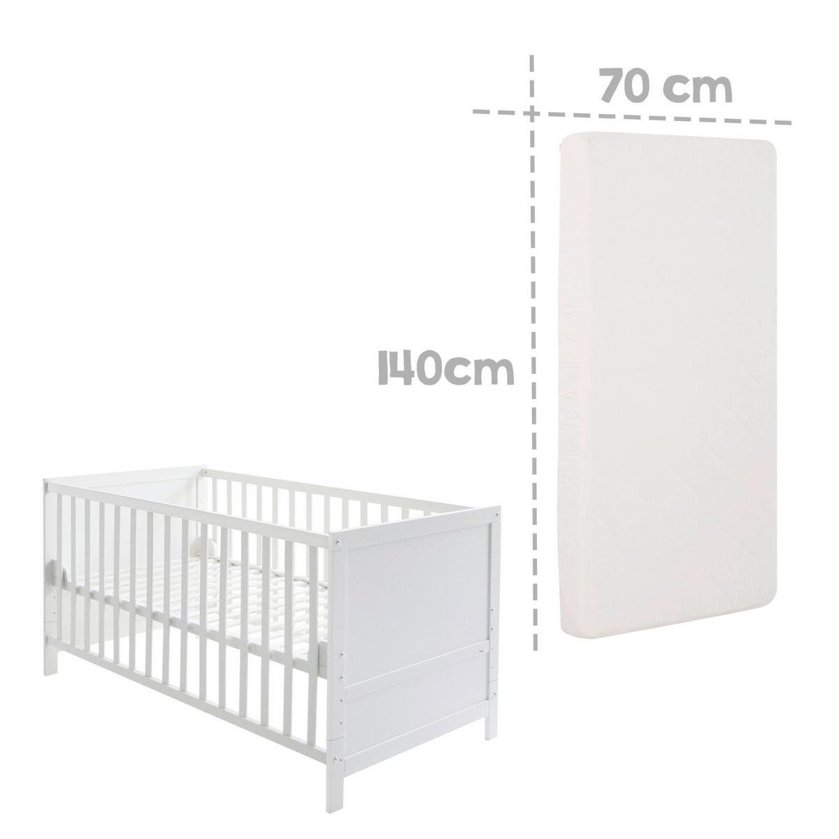 Gitterbettset Magicstar Weiß ca. 70x140cm, 5-teilig - Holzwerkstoff/Textil (70/140cm) - Roba