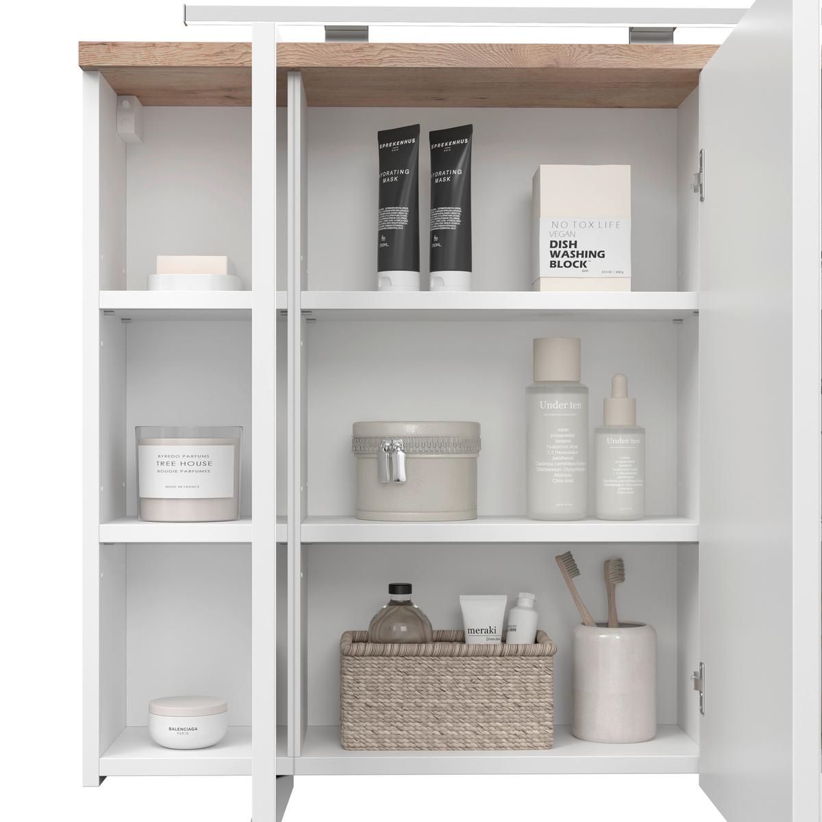 Omara Z Ogledalom Marbella, Bela, Led - barve kroma/bela, Moderno, kovina/steklo (80/70/20cm) - Mömax