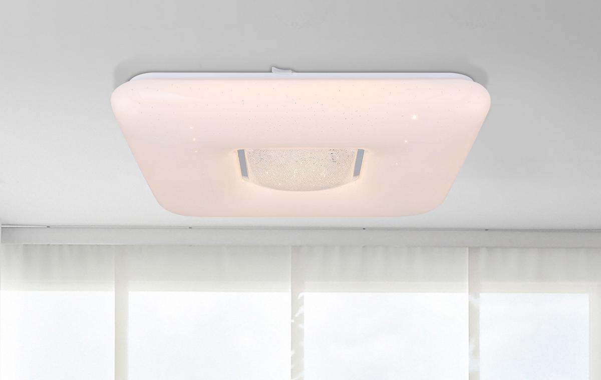 Led Mennyezeti Lámpa 50/50 - opál, Basics, műanyag/fém (50/50/8cm) - Globo