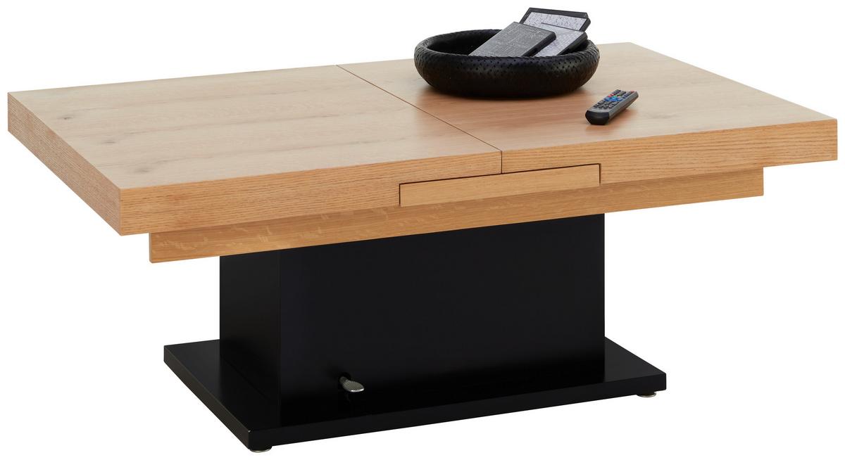 Couchtisch 2 in 1 Based in Schwarz/Eichefarben - Eichefarben/Schwarz, MODERN, Holz/Holzwerkstoff (133-170/80/51,5-77,5cm) - Based