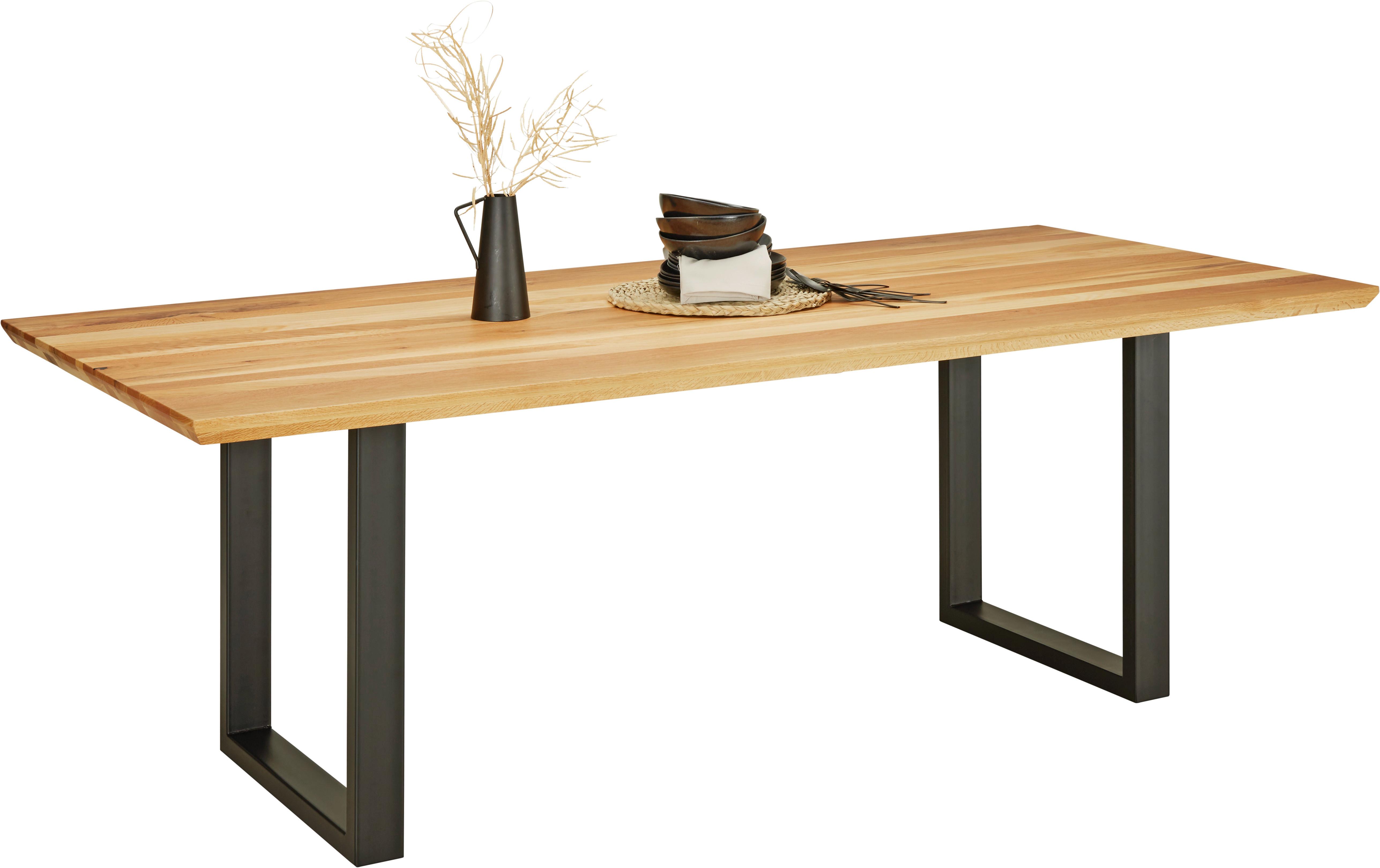 Esstisch In Schwarz/eichefarben - Eichefarben/Schwarz, Modern, Holz/Metall (200/100/77cm) - Premium Living