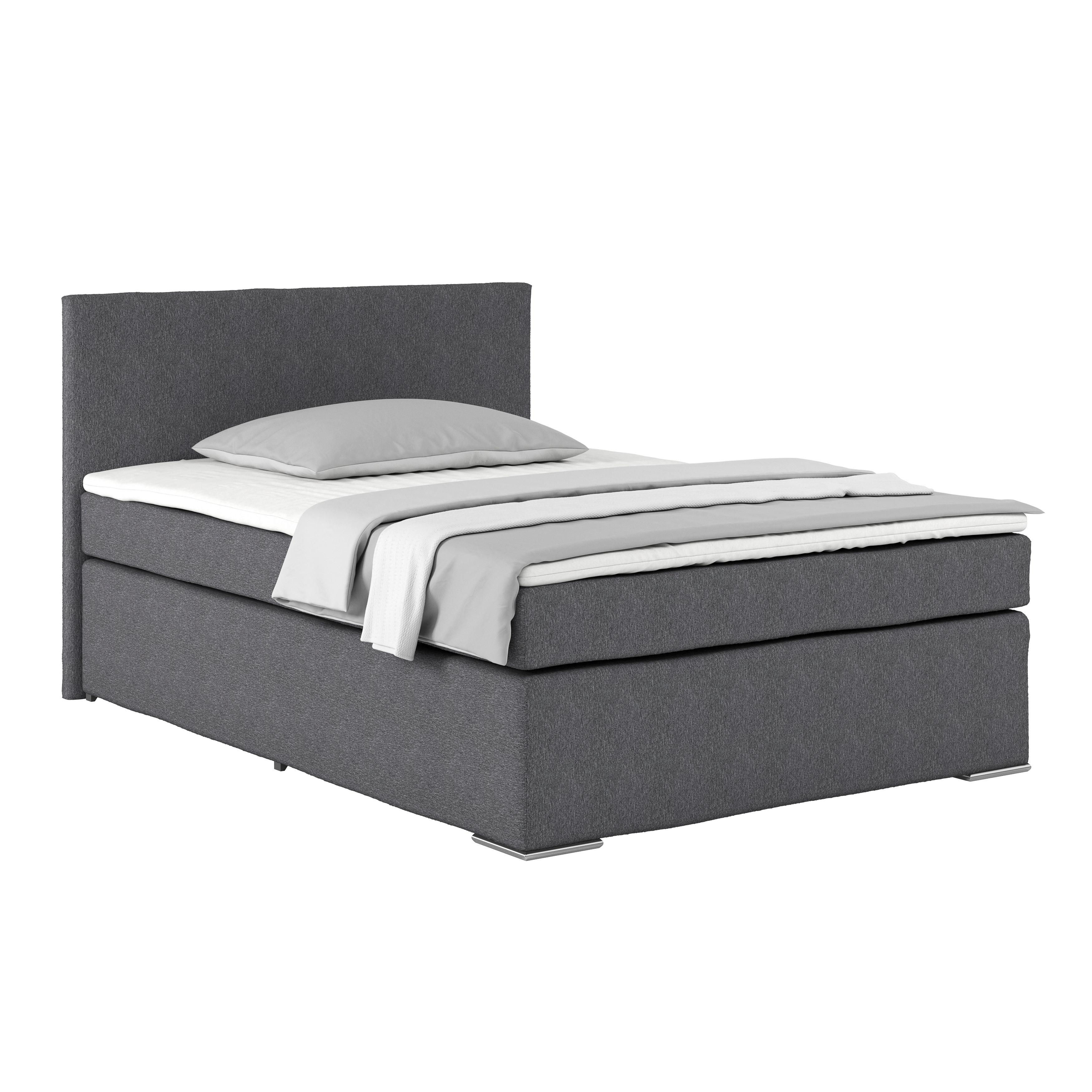 Boxspring Krevet Nero - siva/boje kroma, Konvencionalno, tekstil/metal (140/200cm) - Best Price
