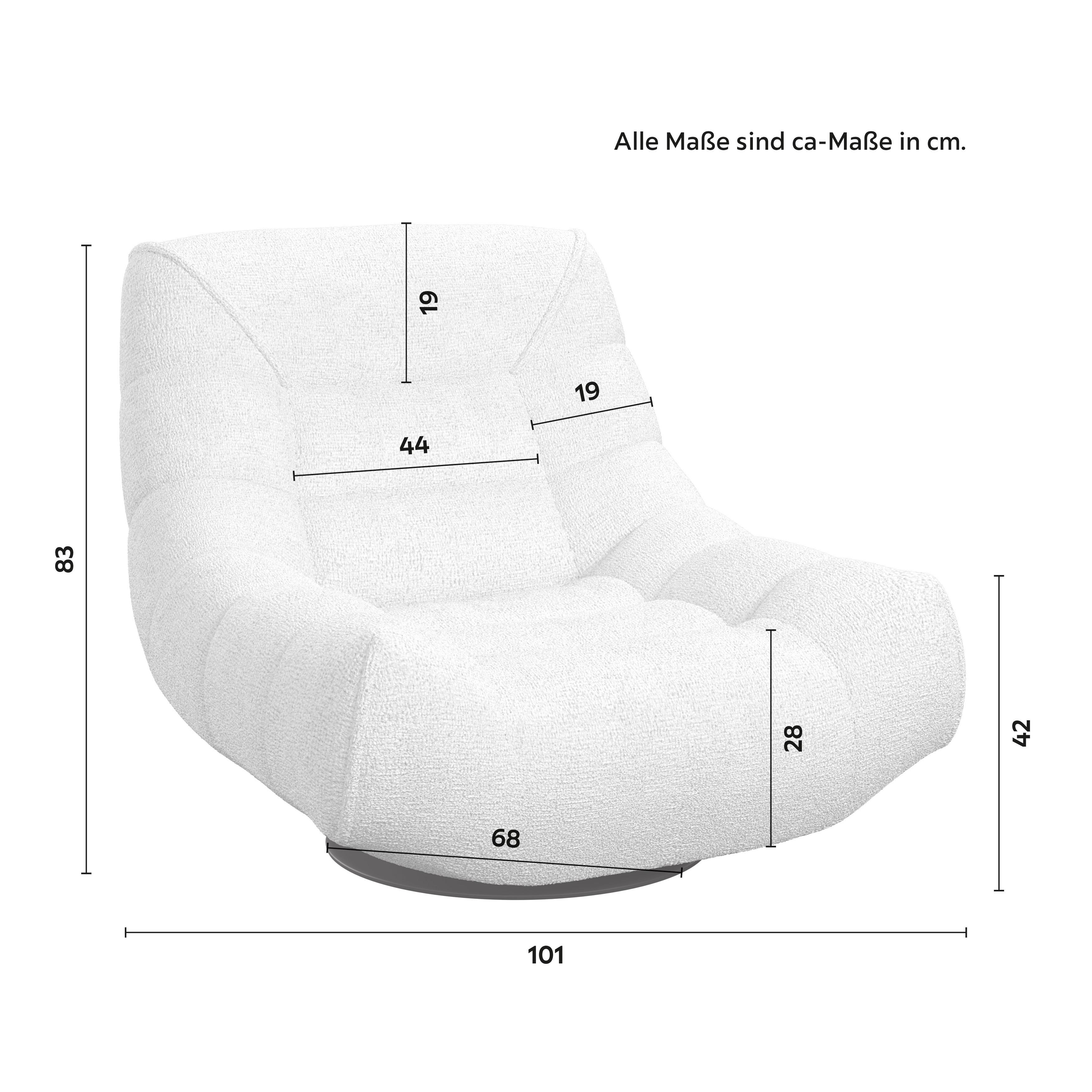 RELAXFÅTÖLJ LORENA - ljusgrå/svart, Modern, metall/textil (101/83/95cm) - Bessagi Home