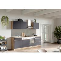 Küchenblock Turin ohne Geräte ca. 240 cm Grau/Eiche - Eiche Wotan/Grau, Design, Holzwerkstoff (240cm) - Held