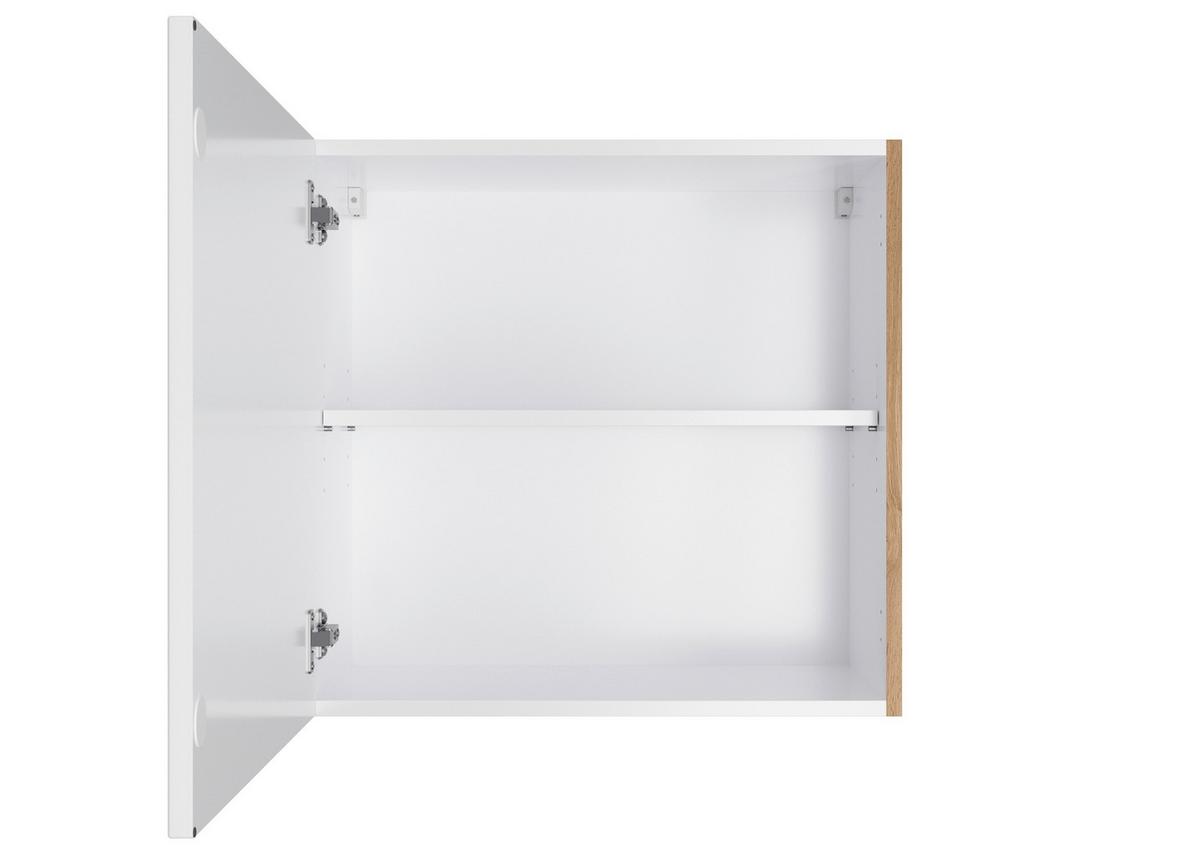 Küchenoberschrank Meran ca. 60x57x34 cm Weiß/Eiche - Eiche Wotan/Schwarz, LIFESTYLE, Holzwerkstoff/Metall (60/57/34cm) - Held