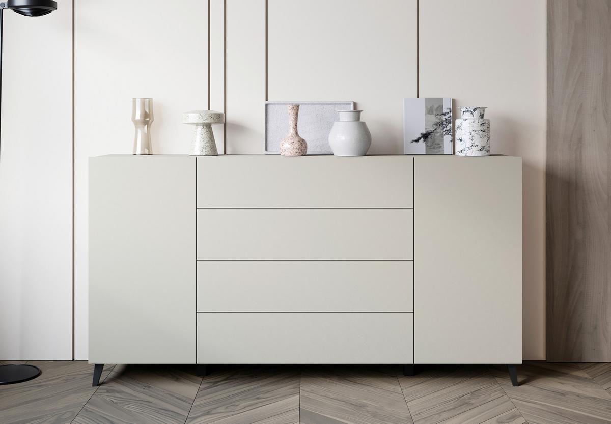 Sideboard Phuket Kaschmir Beige - Kaschmir/Schwarz, Design, Holzwerkstoff/Kunststoff (180/95,4/39cm) - P & B