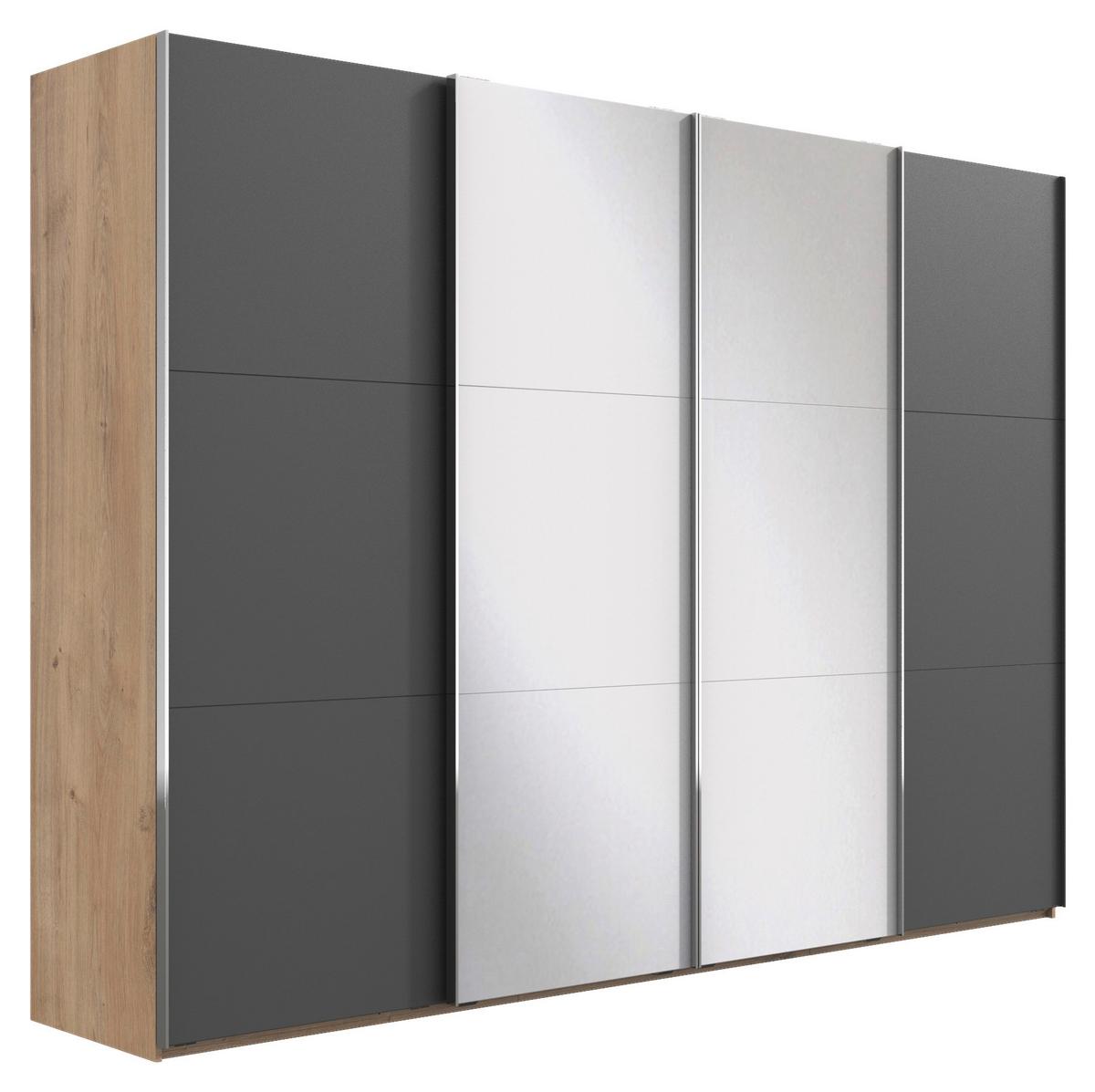 Ormar S Kliznim Vratima Level 36a - boje grafita/boje hrasta, Basics, staklo/drvni materijal (350/216/65cm) - Modern Living