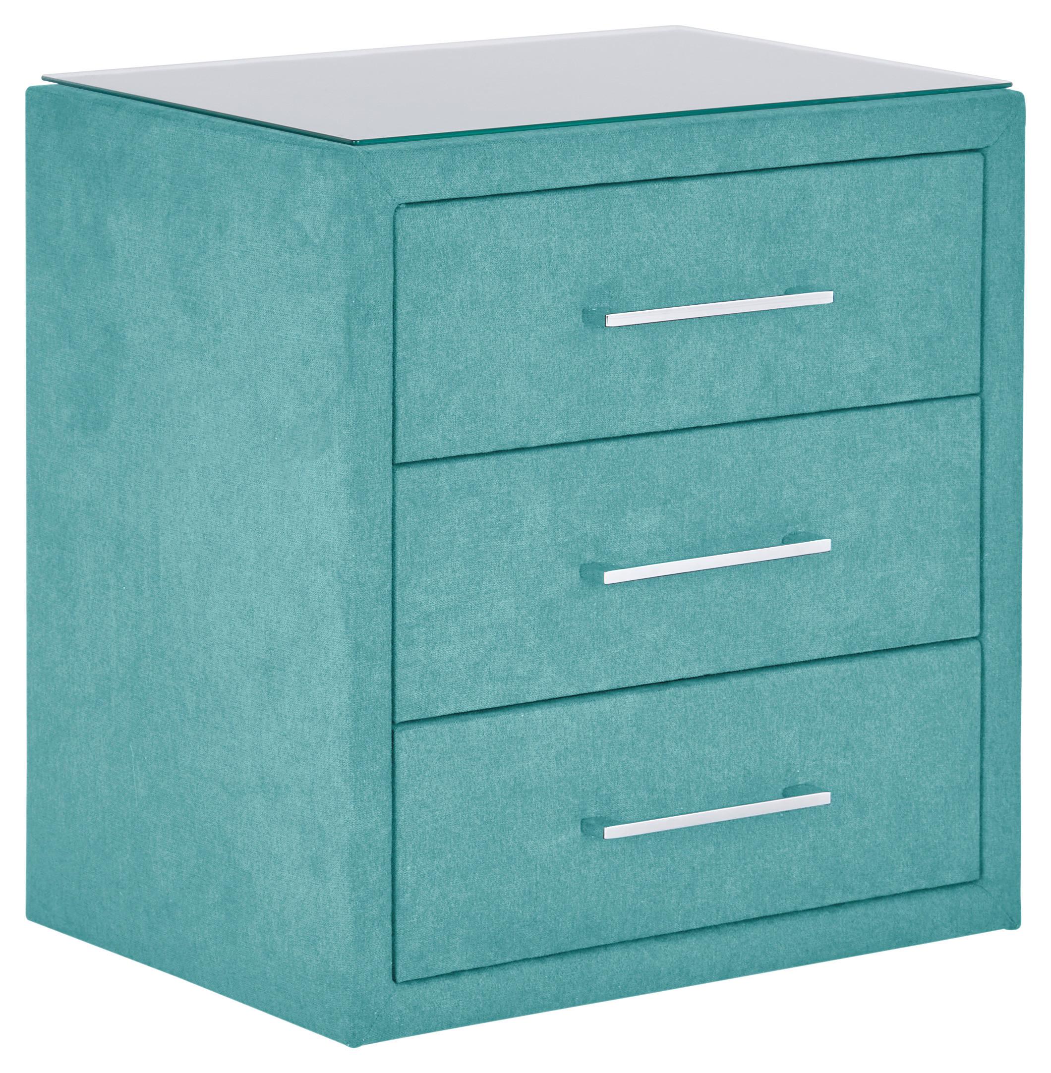 Noćni Ormarić Kleopatra - tirkizna/boje kroma, Konvencionalno, drvni materijal/metal (56/60/41cm) - Modern Living