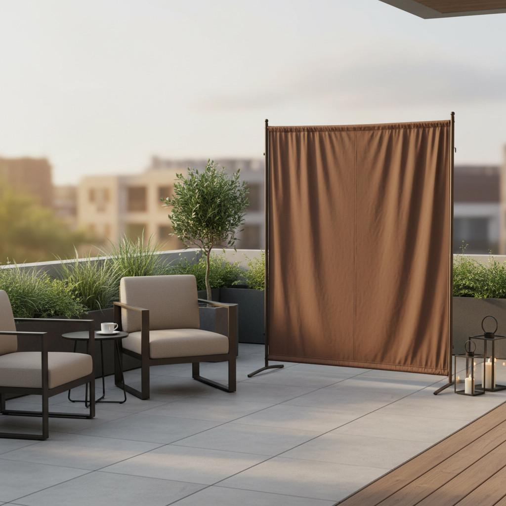 Sichtschutz Textil Silber/Taupe - Taupe/Silberfarben, KONVENTIONELL, Textil/Metall (155/188/50cm) - Gardenson