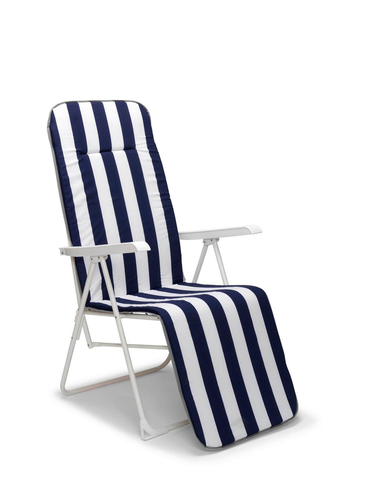 Relaxliege Chiemsee Blau/Weiß - Blau/Weiß, Basics, Textil/Metall (58/108/75cm) - Gardenson