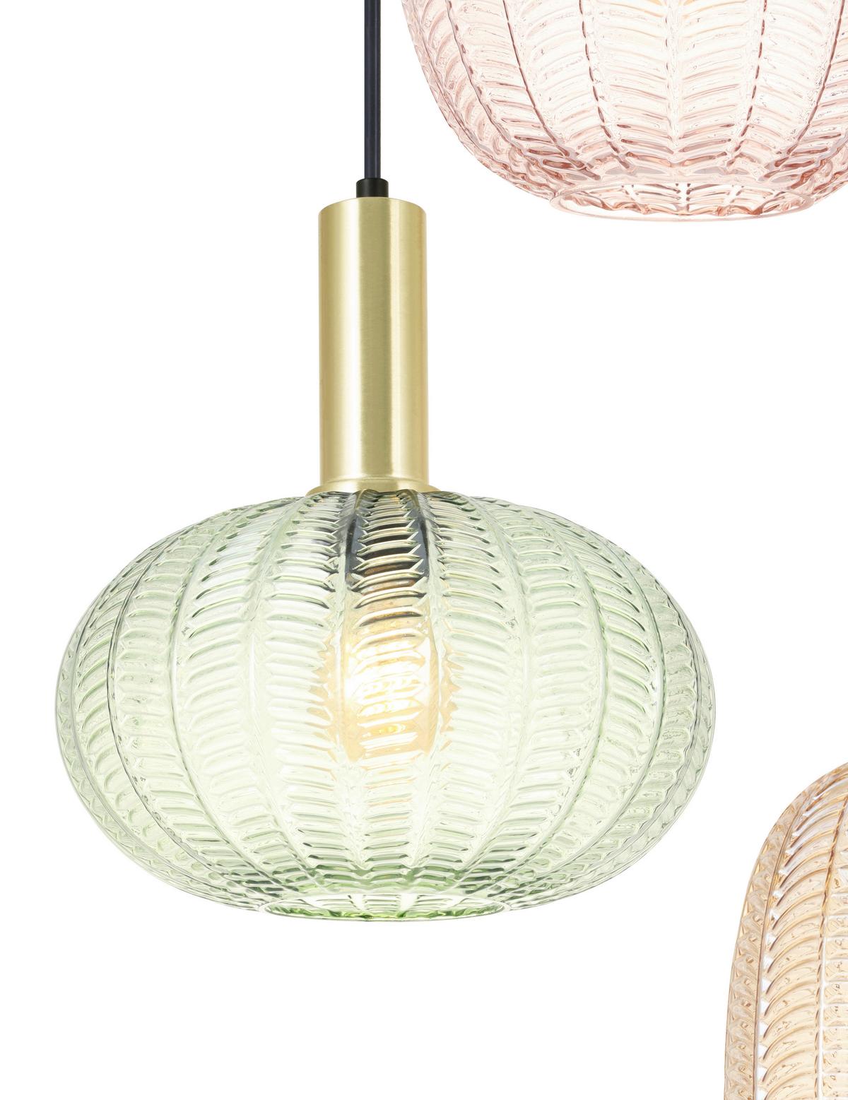 Hängeleuchte Bunti Multicolor max. 25 Watt - Pink/Goldfarben, MODERN, Glas/Metall (65/60/120cm)