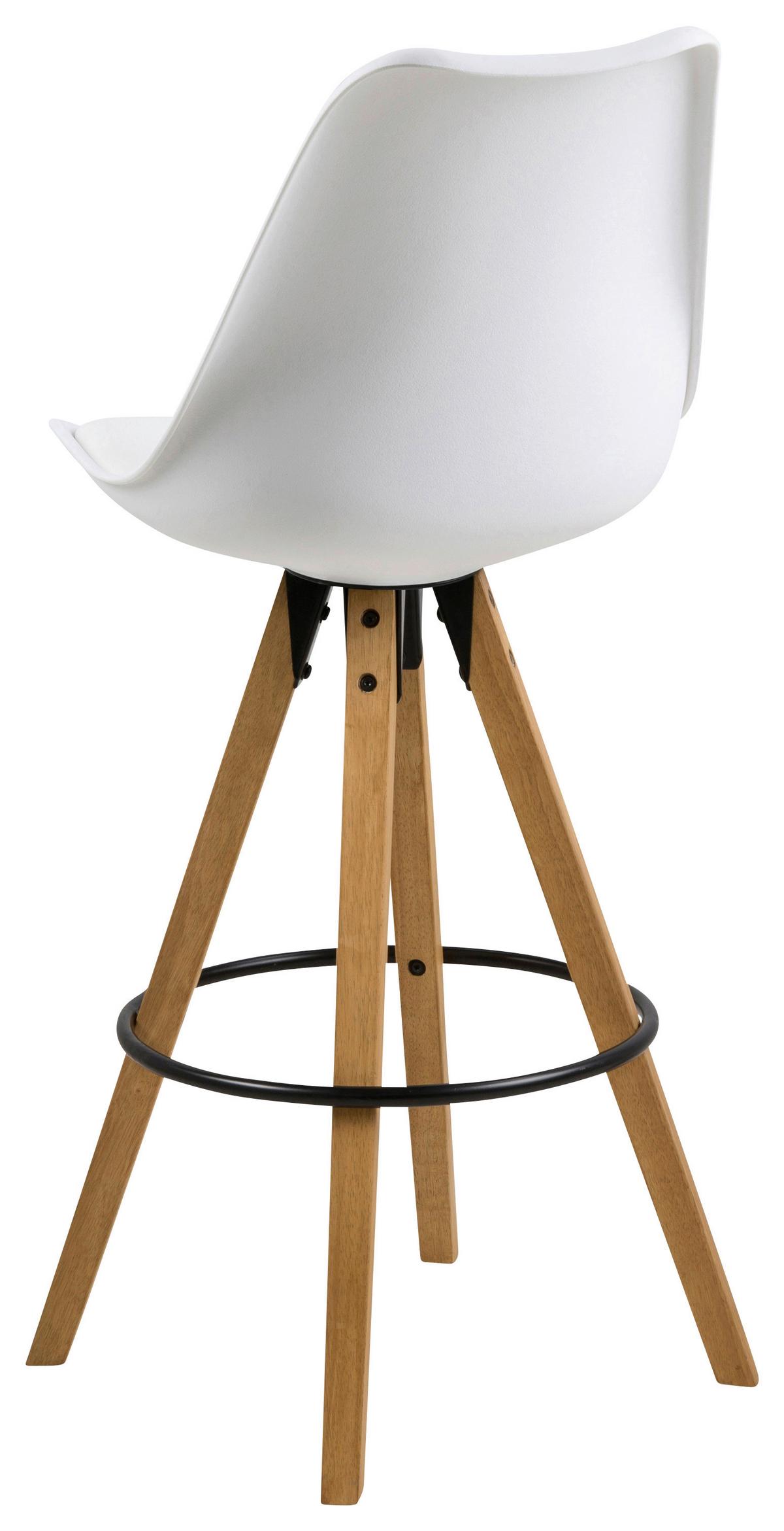 STOŁEK BAROWY DIMA - kolor dębowy/biały, Design, tworzywo sztuczne/metal (48/112/56cm) - Carryhome