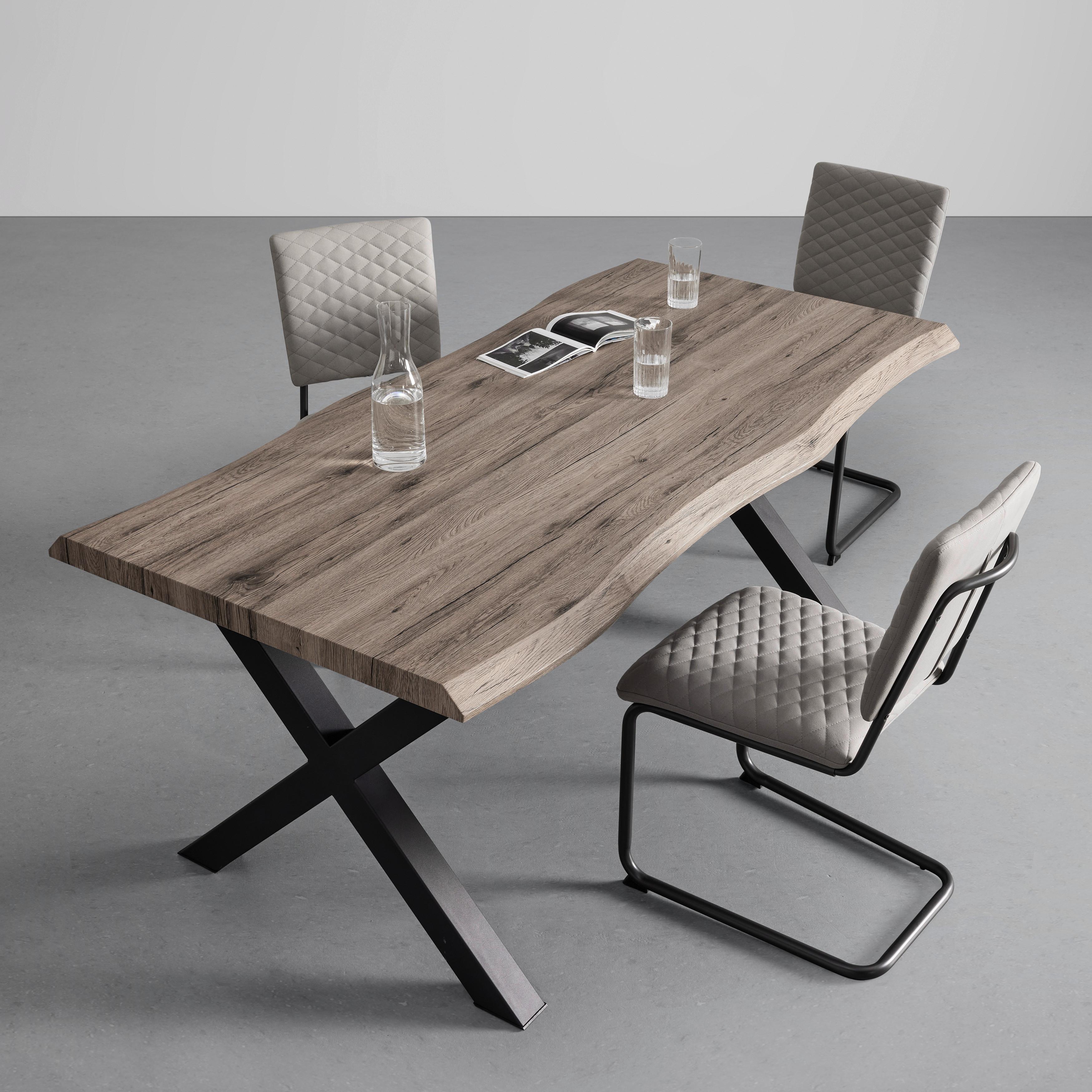 Esstisch "Rico", ca. 180x90 cm, Holz-Dekor - Eichefarben/Schwarz, Modern, Holz/Holzwerkstoff (180/76/90cm) - Bessagi Home