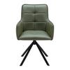 STOEL MET ARMELEUNINGEN VINCENT - Groen/Zwart, Modern, Leer/Metaal (58/87/63cm) - Premium Living