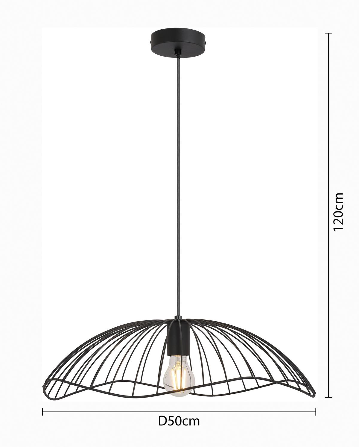 Hängeleuchte Eliot max. 40 Watt - Schwarz, Modern, Kunststoff/Metall (50/120cm) - Modern Living