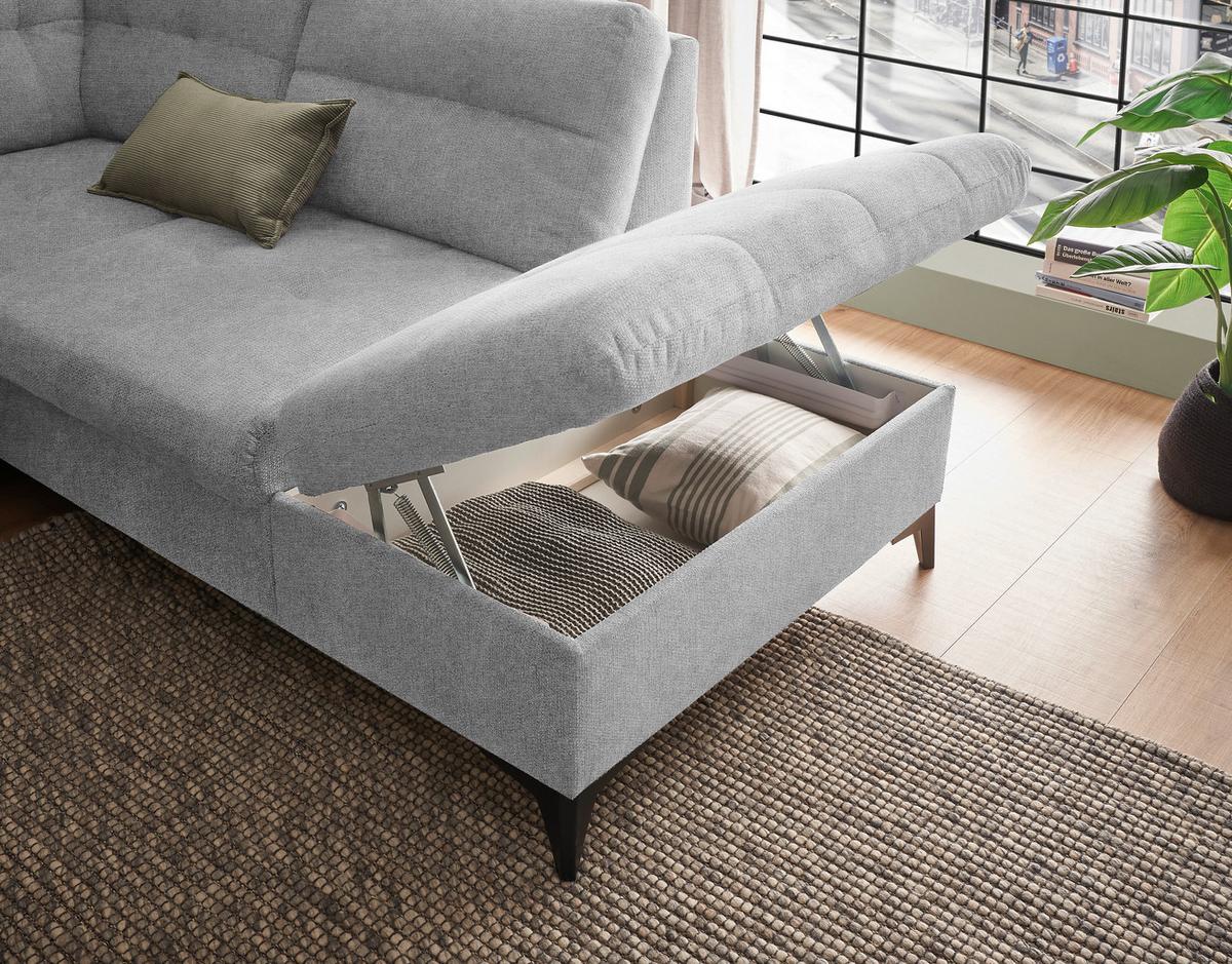 Wohnlandschaft Durban U ca. 170x324x218 cm Hellgrau - Hellgrau/Schwarz, KONVENTIONELL, Kunststoff/Textil (170/324/218cm) - MID.YOU