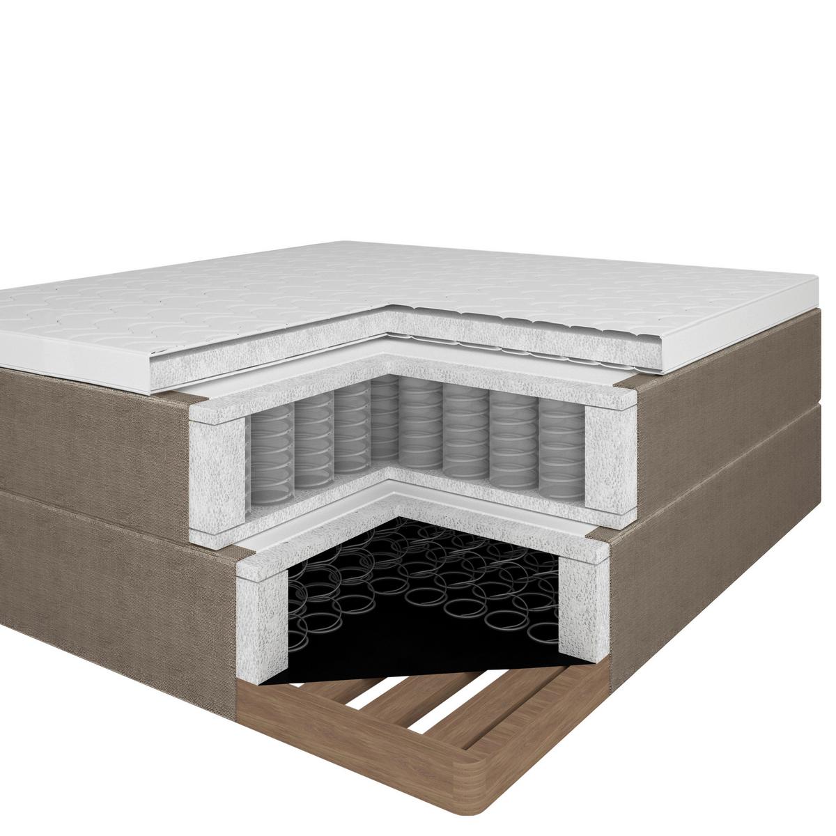 Boxspring Ágy Olivia - barna, Modern, textil/fa (180/200cm) - Bessagi Home