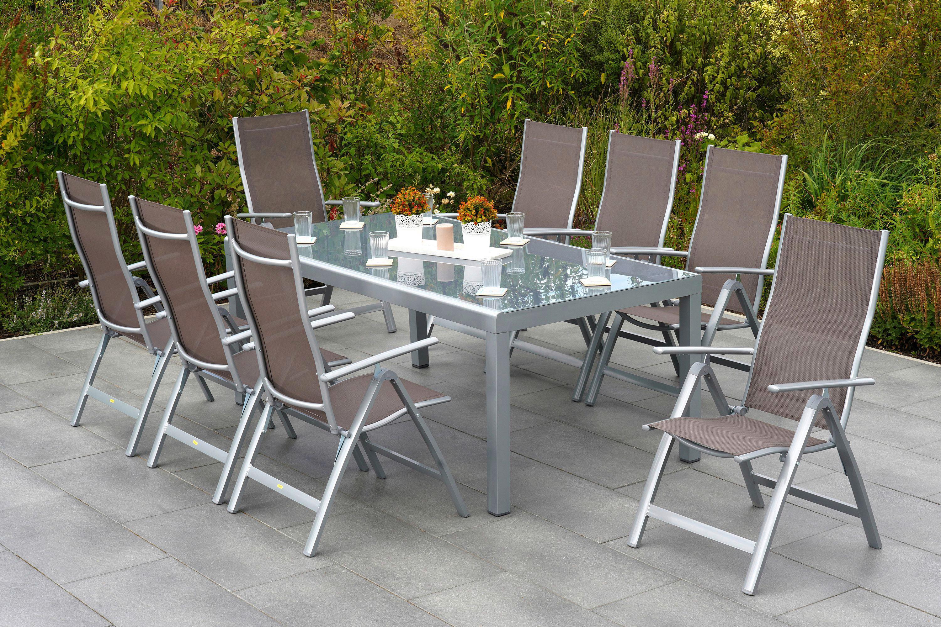 Vrtni Set Carrara, 9-Delni - srebrne barve/rjavosiva, Moderno, kovina/tekstil - Gardenson