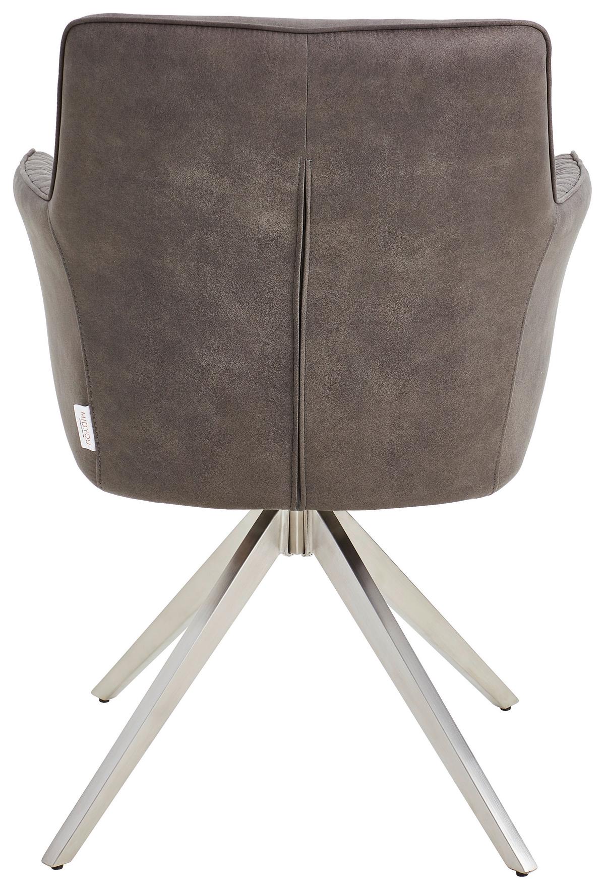 KRZESŁO Z PODŁOKIETNIKAMI KIM - kolor stalowy/szary, Basics, metal/tkanina (62/90/63cm) - MID.YOU