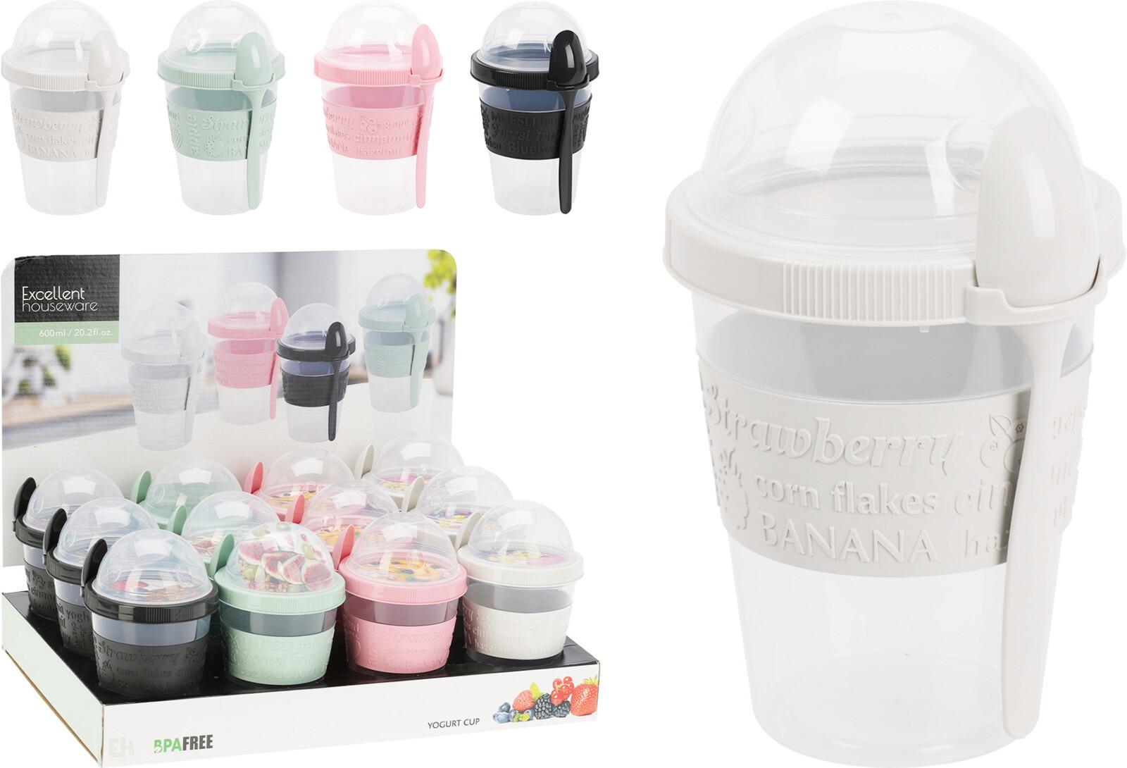 Hordozható Joghurtospohár Joghurt-To-Go - fekete/rózsaszín, műanyag (11/10,3/16cm)
