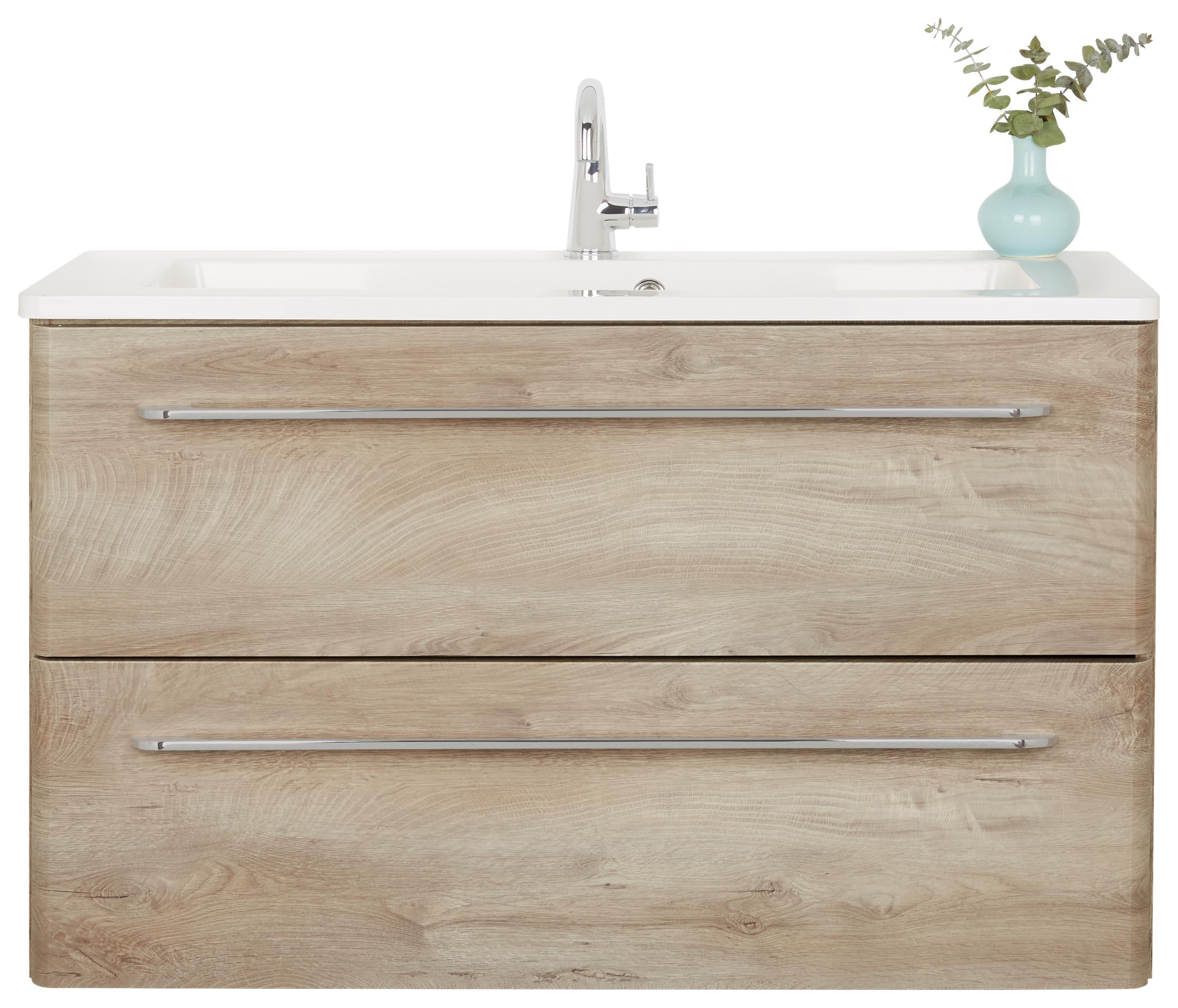 Waschtischkombi Eiche - Eichefarben/Naturfarben, MODERN, Naturmaterialien/Holzwerkstoff (100/62/40cm)