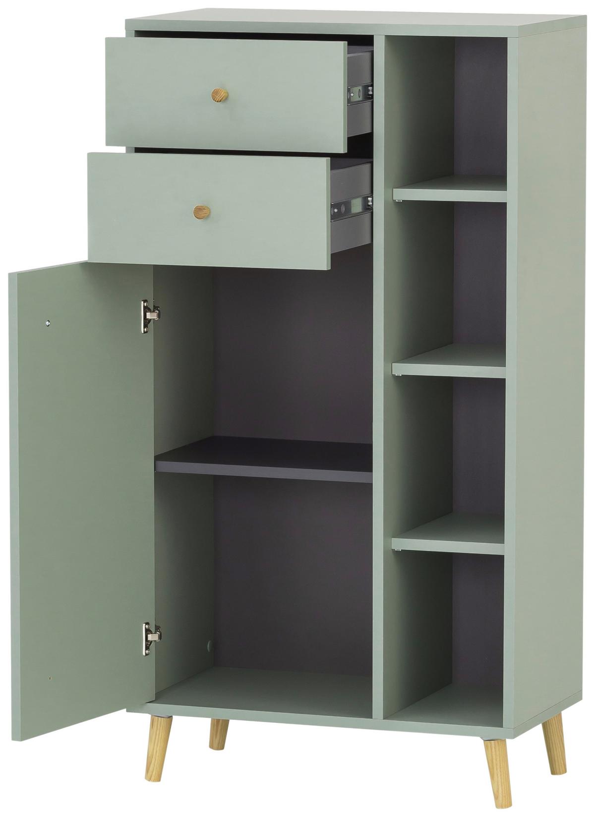 Visoka Komoda Bjarne, Zelena - zelena, Moderno, leseni material/les (60,2/113,4/33,1cm) - Stylife