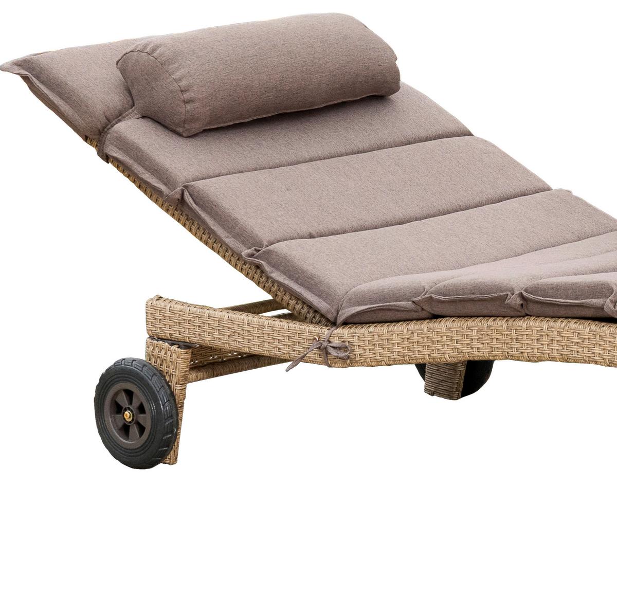 Vrtni Ležalnik Andalusia, Nastavljiv, Blazina - bež/naravne barve, Romantika, kovina/umetna masa (90/100/208cm) - Gardenson