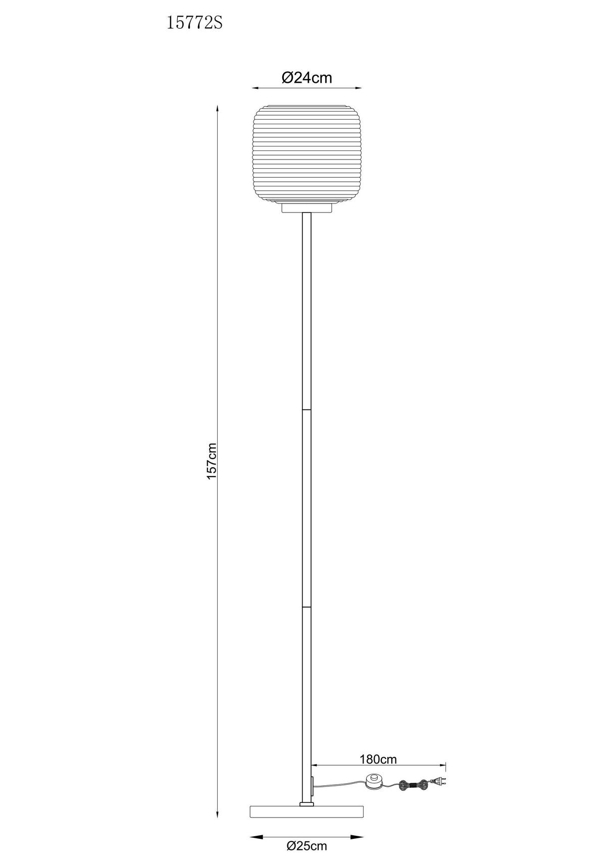 STEHLEUCHTE 15772S KLADORA - Weiss/Nickelfarben, Konventionell, Glas/Metall (24/157cm) - Globo