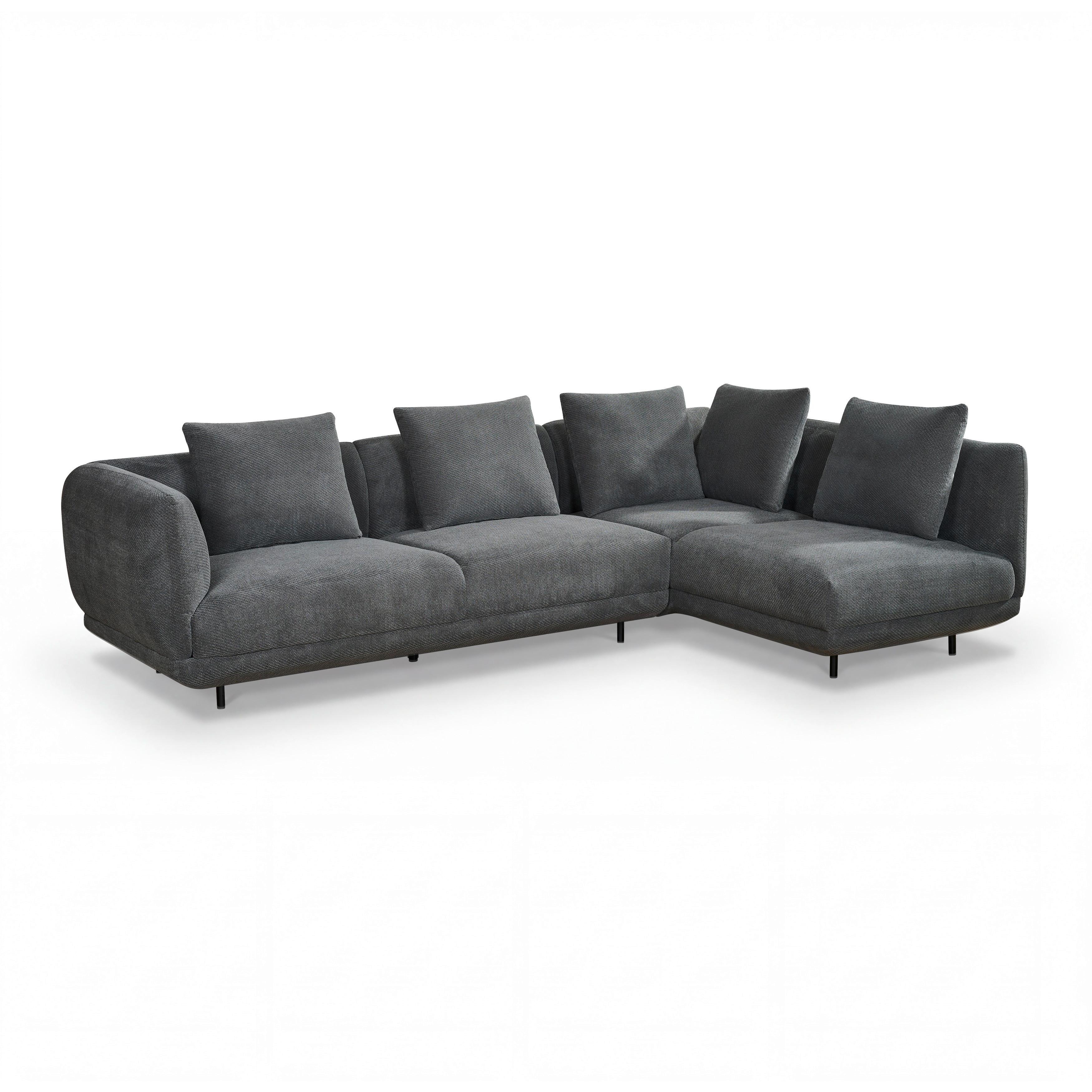 SOFFA CELINA - mörkgrå/svart, Modern, metall/trä (278/175cm) - Bessagi Home