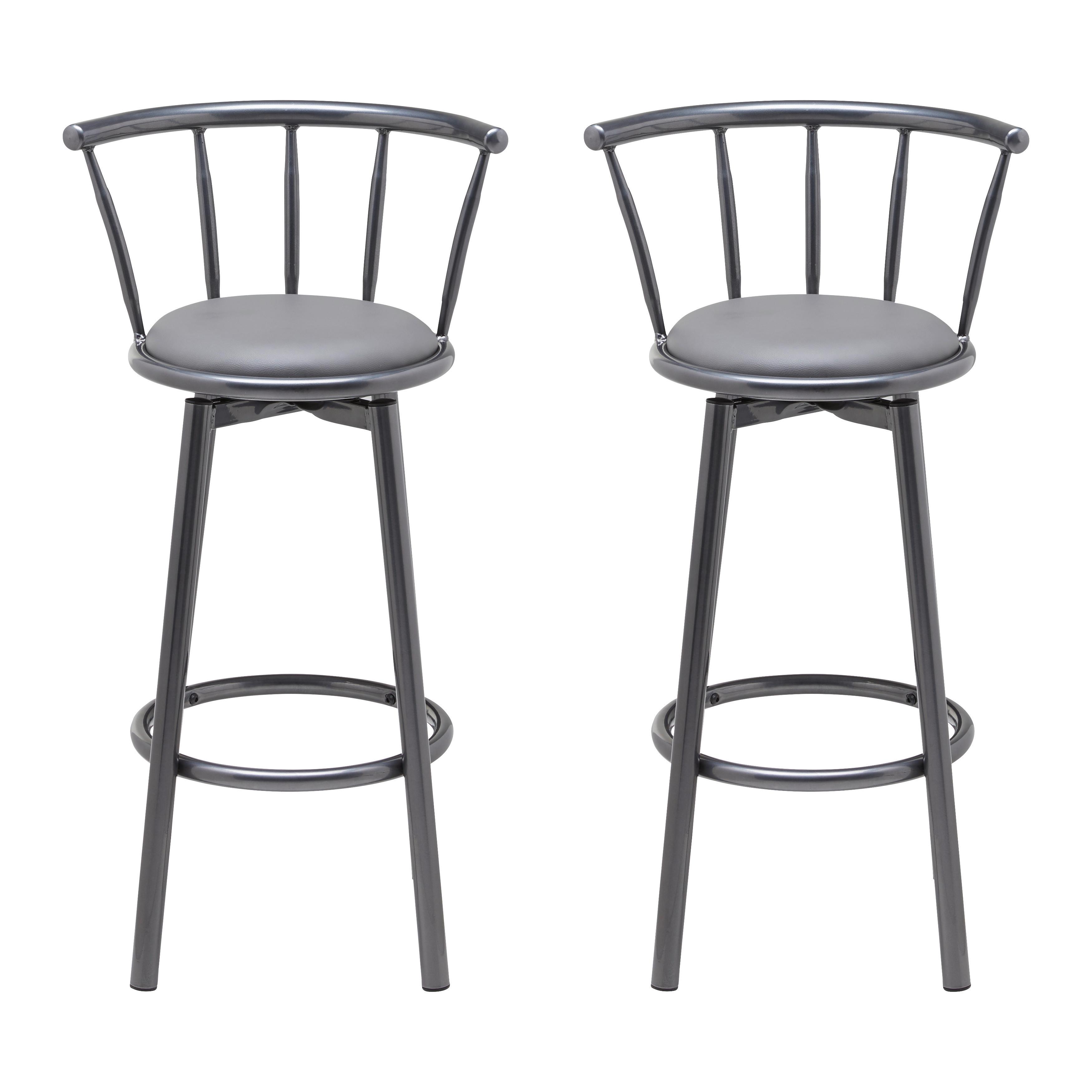 Barhocker-Set Fabio Grau Lederlook Gepolstert - Grau, MODERN, Holz/Textil (43/96/52cm) - Bessagi Home