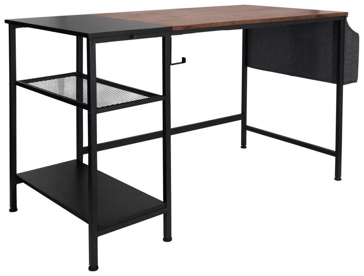 Pisalna Miza Workspace H I, Črna, Rjava - črna/rjava, Basics, kovina/leseni material (120/60/76cm) - MID.YOU