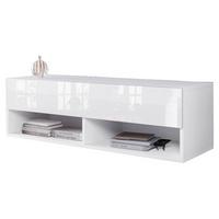 Nizka Omarica A100, Bela, Visoki Sijaj, Led - siva/bela, Trendi, umetna masa/leseni material (100/30/31cm) - P & B