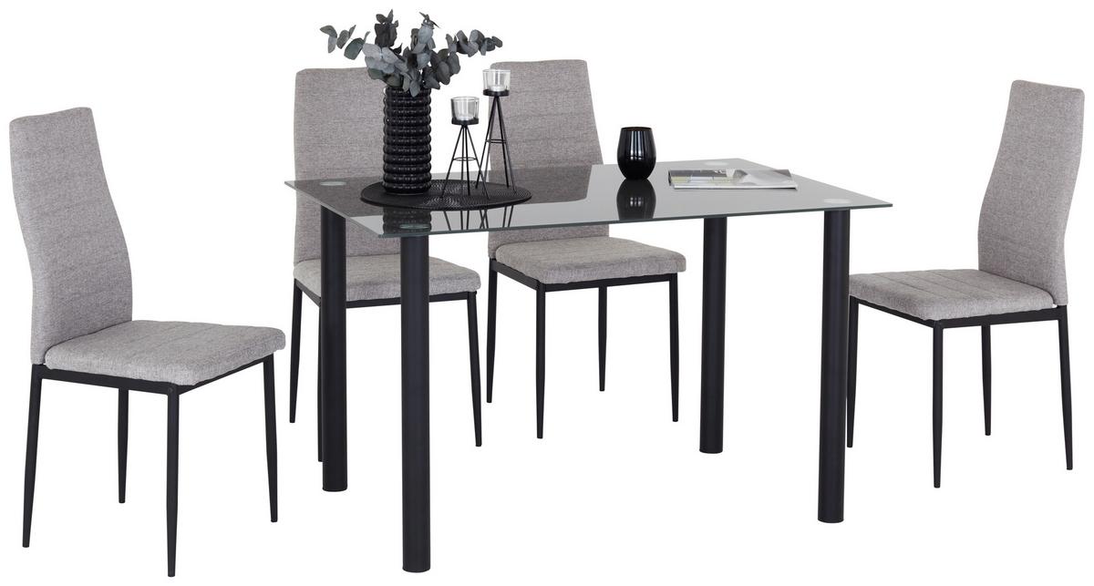 Set cu masă și scaune WELS 1 *PH* - negru/gri, Konventionell, sticlă/metal (120/75/80cm) - Best Price